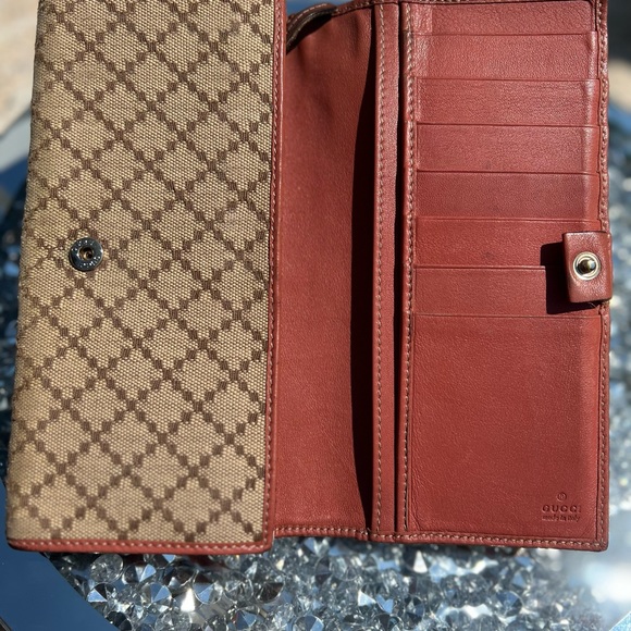 GUCCI LEATHER & DIAMANTE CANVAS WALLET - Picture 4 of 11